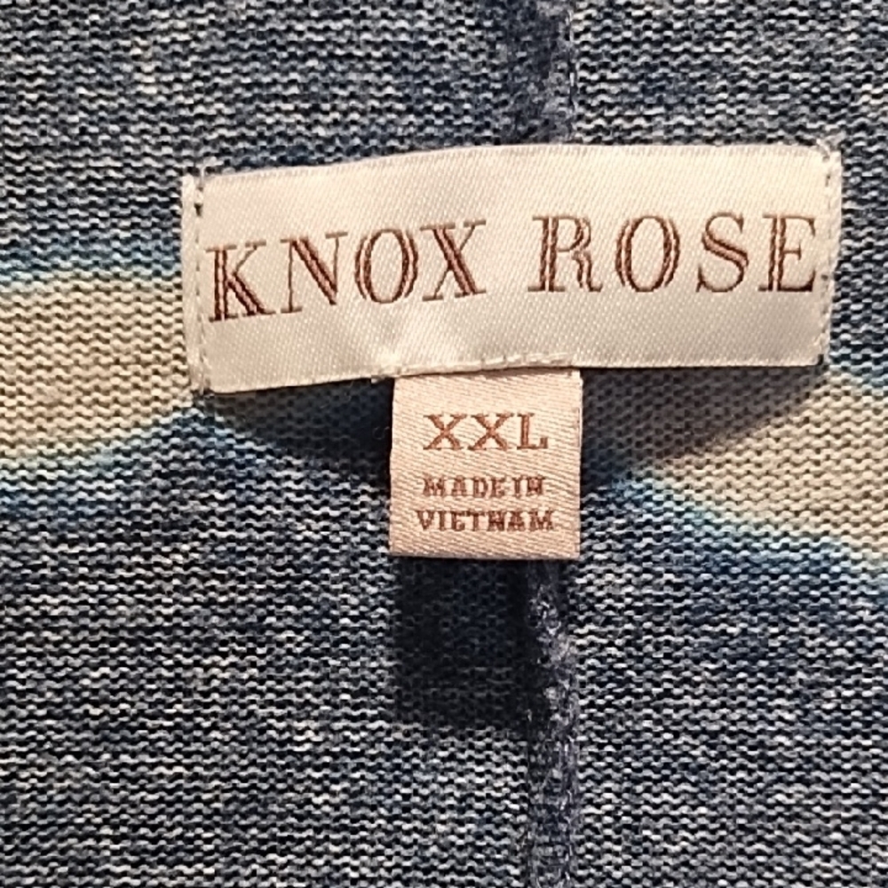 Knox Rose Blue and White Striped Open-Front Cardigan - Picture 3 of 4